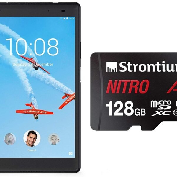 Lenovo Tab4 8 Plus Tablet (8 inch, 64GB, Wi-Fi + 4G LTE + Voice Calling),  Aurora Black + Strontium Nitro A1 128GB Memory Card - JBD Mart